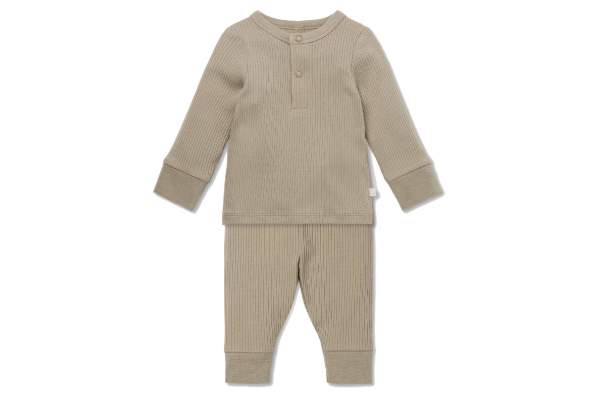 Mori Ribbed Pyjama Set Biscuit