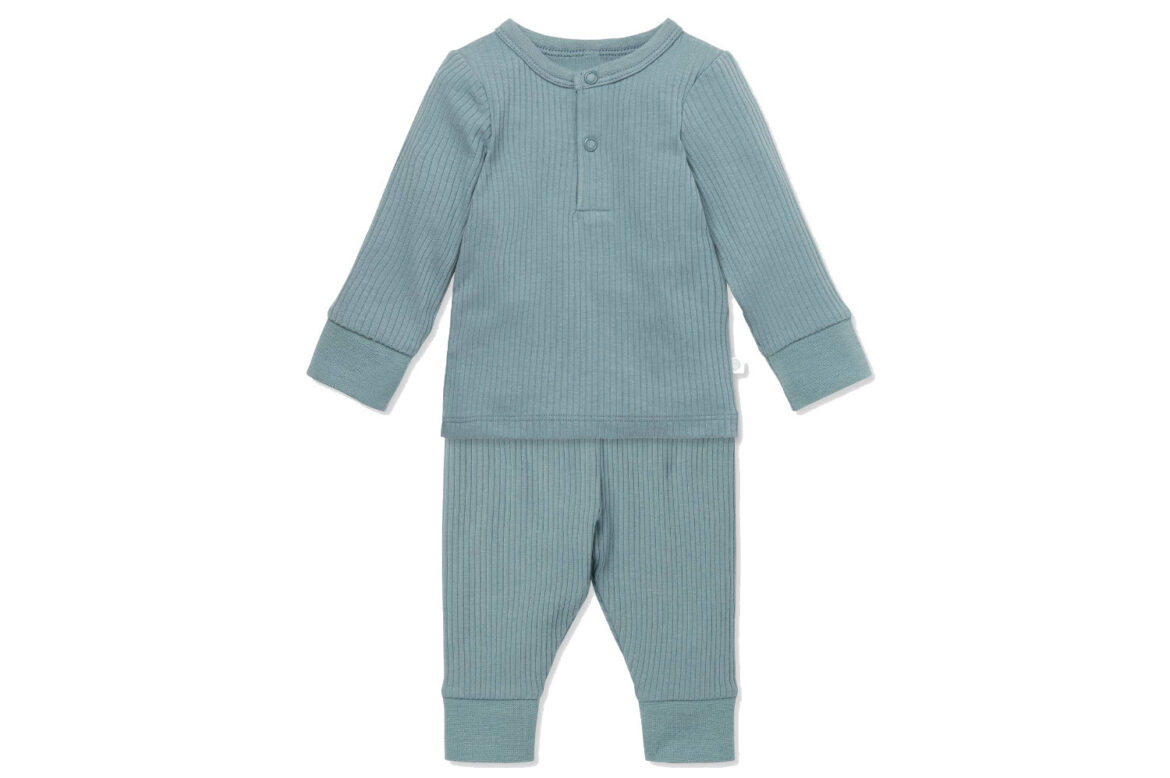 Mori Ribbed Pyjama Set Blue