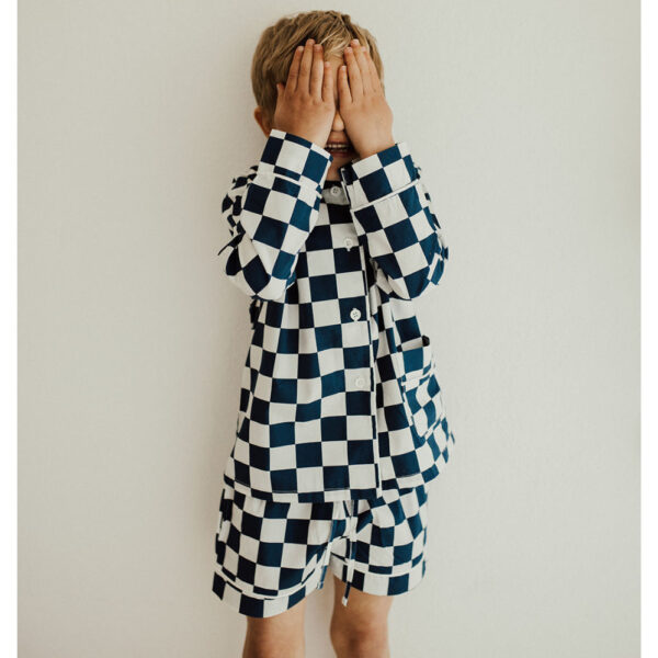 Mimi & Bowe French Navy & White Chessboard Print Pyjamas