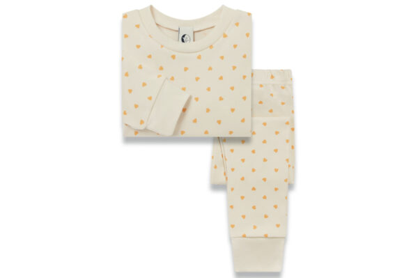 Sleepy Doe classic children's pyjama set in Love Hearts Peach