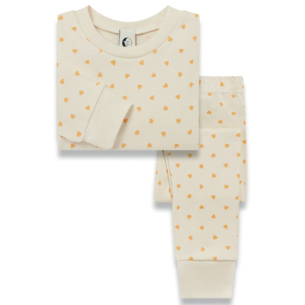 Sleepy Doe classic children's pyjama set in Love Hearts Peach