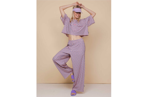Snurk Check Women Crop Top en Wide pants pyjama set