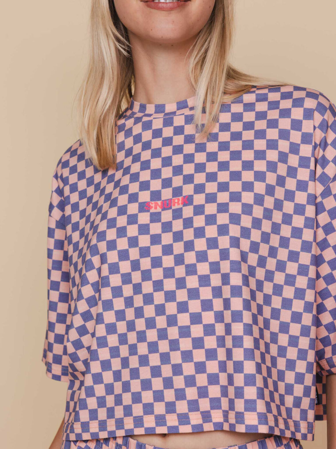 Snurk Check Women Crop Top en Wide Pants pyjama set